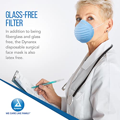Dynarex Molded Face Mask, Fiberglass-Free, Breathable, Soft Flared Edges, Fits Facial Contours, Covers Mouth And Nose, Adjustable, Blue, 1 Box Of 50 Molded Face Masks #TOP3
