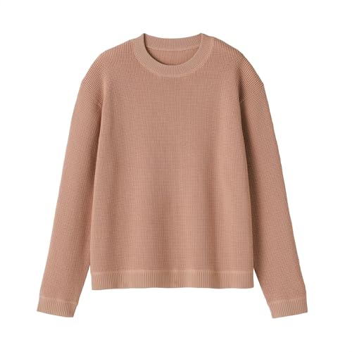 無印良品 婦人 洗えるワッフル編みクルーネックセーター レディース BA1Q3A5S ピンク 婦人Lのサムネイル