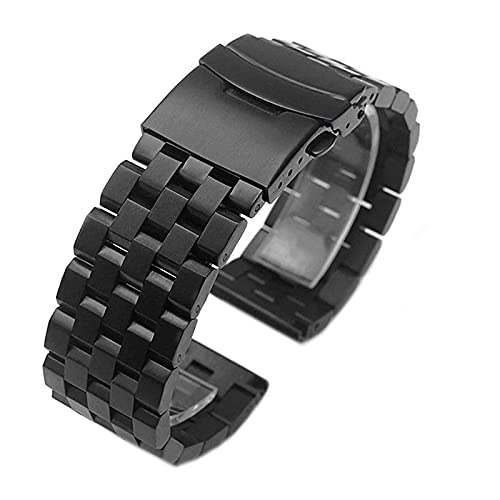 Bracelet en acier inoxydable solide noir de 22 mm au design élégant