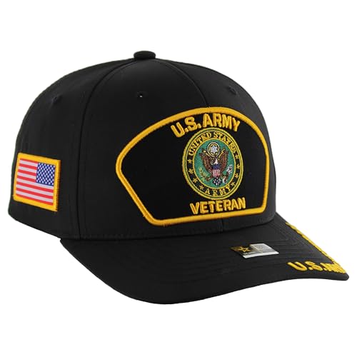 Image of US Army Veteran Hat for Men Official Licensed Military Veterans Embroidered Patch Design Army Seal Adjustable Baseball Cap