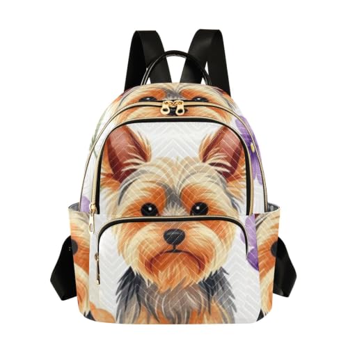 Sac à dos imprimé floral avec sangles ajustables S-M pour chien yorkshire