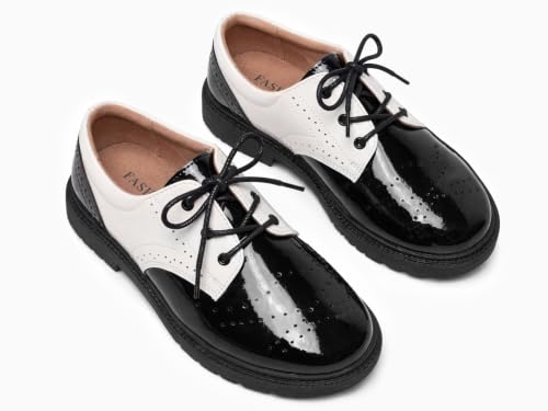 Haloumoning Boys Dress Shoes Oxfords Lace Up School Uniform Loafers angle 6