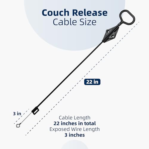 Image of 2 Pieces Recliner Cable D Ring Handle Compatible for Lazboy Sectional counch, 22 inch Recliner Pull Handle Counch Release Cables Replacement for Laz boy, 3 inch Exposed Wire O-Shaped End