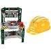 Theo Klein 8574 Bosch Werkbank 77-teilig I Mit Schraubendreher und -schlüssel, Zange, Hammer I 57 x 35 x 86 cm & Bosch Handwerkerhelm I Der Spielzeughelm im Handwerker-Look I 25,8 x 19,5 x 11 cm