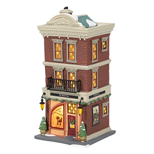 Department 56 Christmas in The City Village JT Hat Company Lit Building, 8.62 Inch, Multicolor
