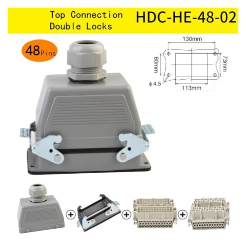 Conector rectangular resistente HDC-HE de 48 pines e impermeabilidad IP65 para entornos industriales 2