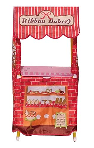ままごとキッズテントのパン屋さん ミニサイズ リボンベーカリー テーブルセット パイプが黄色 パン屋さん