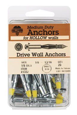 Hillman 1/8 in. Dia. x 1/8 LS Multi-Grip Range in. L Metal Pan Head Drive Wall Anchors 20 pk