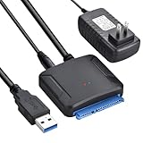 sata usb 変換ケーブル 3.5/2.5インチ SSD HDD SATA USB変換アダプター SATA3 USB3.0 変換ケーブル 電源アダプター付 Windows10/Mac OS 高速伝送 最大6TB UASP対応