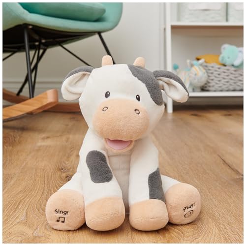 GUND Buttermilch, die Kuh - qualitativ hochwertiges, interaktives, singendes Plüschtier, bewegt Ohren und Mund, für Babys ab 10 Monaten
