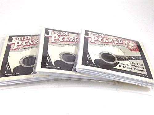 John Pearse corde per chitarra acustica Pack 3 80/20 Bronzo ferita extra Light # 100 x L