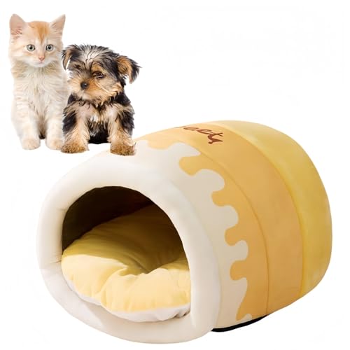 Ziuuihu犬 ドーム型ベッド ドーム型ベッド 犬 犬ベッドドーム型 犬ドーム型ベッド ドーム型ベッド猫用ベッド 猫ハウス 秋冬用 スヌーズ 睡眠用 犬小屋 自己保温 猫用隠れ家 犬用巣 チワワ ポメラニアン用, S yellow (A1 L)