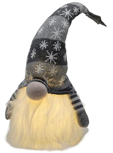 Bambelaa! Weihnachtswichtel Figuren LED Wichtel Deko Figur Beleuchtet Trolle Stehend Weihnachtsdeko Amerikanisch Weihnachten Dekoration Winterliche Tisch Innen Batteriebetrieben (Grau, 41 cm) – Bild 3