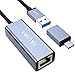 Produktbild USB 3.0 Ethernet Adapter, VKUSRA Gigabit Ethernet Adapter mit USB C Adapter, Aluminium USB Netzwerkadapter for MacBook Pro/Air, Windows 10/8/7, Mac OS, Vista, Switch, Surface Pro, und Viele Mehr