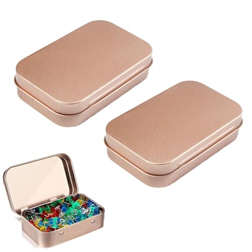 3 Stück Roségold Metallbox,Rechteckige Metalldose,95*60*20mm Kleine Dose,Tragbare Kleine Metalldose,für Zuhause Sügigkeiten und Kleinen...