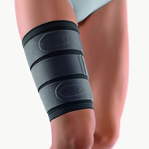 BORT 116600 Stabilo® Thigh Support Brace Hamstring Quad Upper Leg Support Thigh Compression Weight Lifting Made in Germany (Black, x-Large 22.0