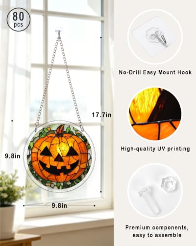 Image of Acrylic Jigsaw Puzzle Suncatcher Orange Pumpkin Adult Puzzles Gifts 9.8 inch