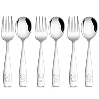 Joyfair Kinderbesteck, 6-teilig Edelstahl Kleiner Kinder Besteck Set mit Gravur, Kindergeschirr Set mit 3 x kindergabel und 3 x Kinderlöffel für Mädchen Jungen ab 3 Jahre, Gesund & Spülmaschinenfest