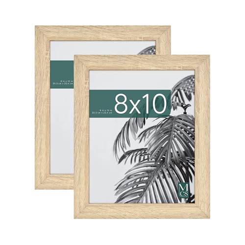 MCS Studio Gallery 8x10 Picture Frame Natural Woodgrain, Vertical & Horizontal Wall Hanging & Easel for Tapletop Display, Rectangle Photo Frame for Photos, Posters & Art Prints (2-Pack)