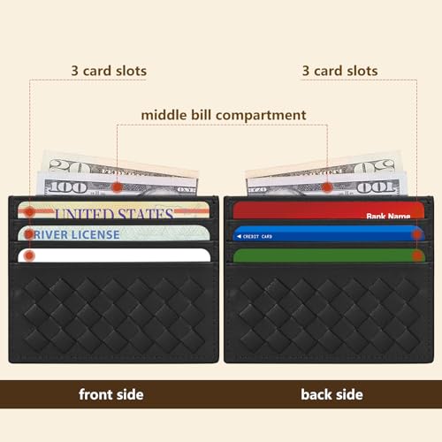 Unaone Slim Minimalist Wallet - Credit Card Holder, Leather Front Pocket Wallet Card Case for Men & Women, Black3