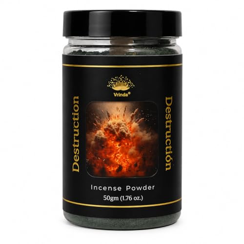 Vrinda Destruction Incense Powder for Spiritual Cleansing & Rituals – Premium Ritual Incense Powder for Meditation, Protection, Energy Cleansing & Relaxation – 1.76 Oz
