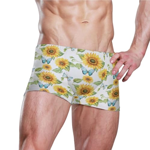Butterfly Sunflower Mens Swim Trunk Swimwear Bathing Suit Swim Brief Square Leg Board Short S B04039783