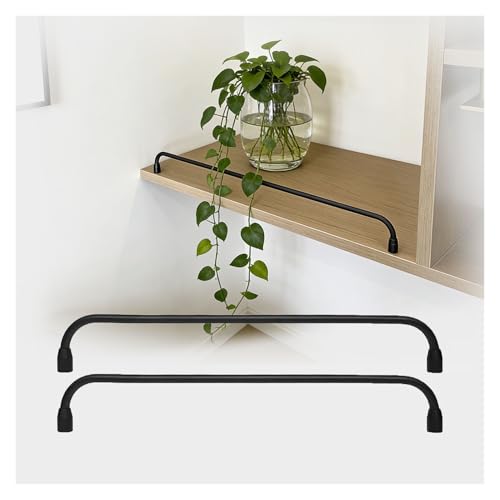 Image of HQLBD 1 2 4 6 8 Pack Gallery Rails for Shelves Black 24 34 30 48 20 42 Inch, Tipping Rail for Shelf, Anti-Fall Shelf Guard Rail for Wood Shelves(2 Pack,28inch/71cm)