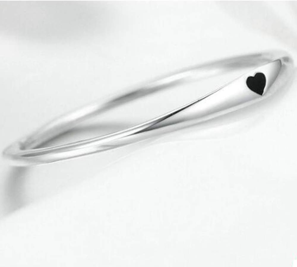Stainless Steel Heart Shaped Wedding Band Promise Statement Stackable Ring - Image 3