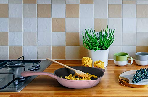 Smith-Style Enameled Cast Iron Frying Pan Skillet 26cm Non-Stick Pan Ceramic & Enamel Coating with 2 Handles and Two Pouring Lips for Cooking – Rose Pink 1.7L Main Image