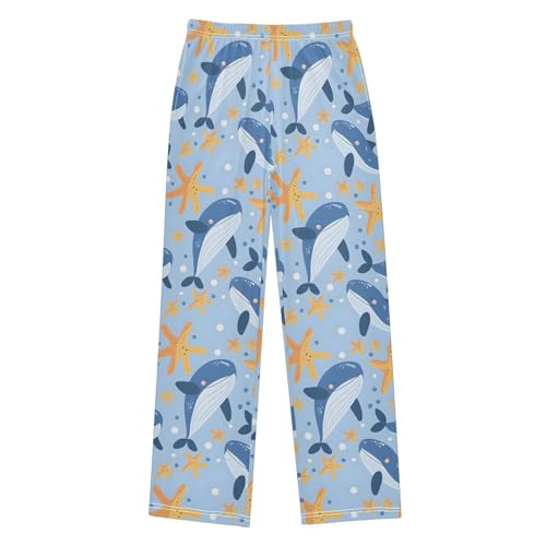 Pajama Pants Starfishes Whales Hand Drawn PJ Bottoms Sleepwear Lounge Sleep Pant with Pockets