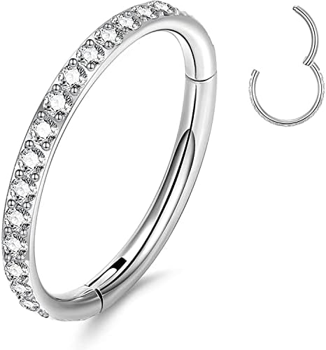 YEBOCIYO Piercing Ring Conch Piercing Ring Septum Piercing Nasenring Würfel Zirkon Daith Helix Tragus Knorpel Lippen Augenbrauen Bauch Piercing Schmuck Silber Gold Rosgold 316L Ede