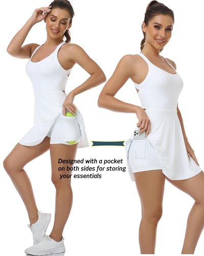 Womens Tennis Workout Dress with Built in Shorts and Bra - Golf Athletic Dress3
