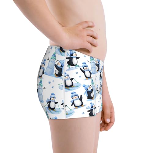 Boys' Cotton Boxer Brief Soft Underwear-Playful Penguins And Snowmen2