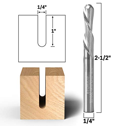 Image of YONICO Carbide Ball Nose End Mill CNC Router Bits 2 Flute Spiral 1 /4-Inch Dia. Downcut 1 /4-Inch Shank 32215-SC
