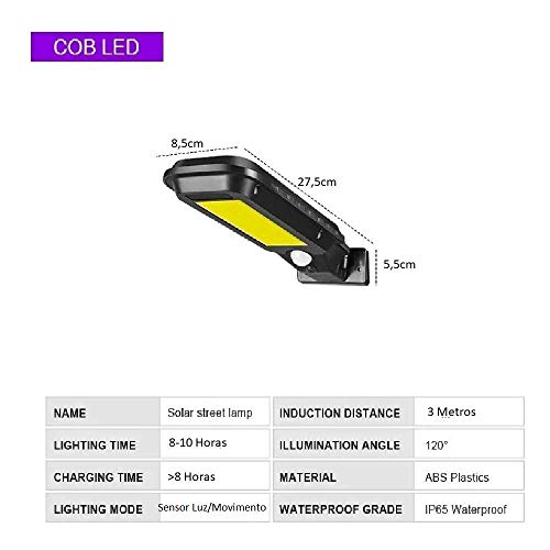 Luminária Solar Completa Branco Frio 6000k 20w