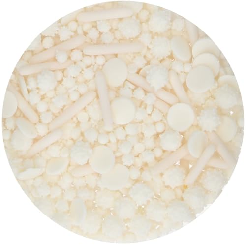 FunCakes Sprinkle Medley White: Zuckerstreusel, Großartiger Geschmack, gut zum Dekorieren von Kuchen, Torten und Cakes, Sprinkle Mix. 65 g.
