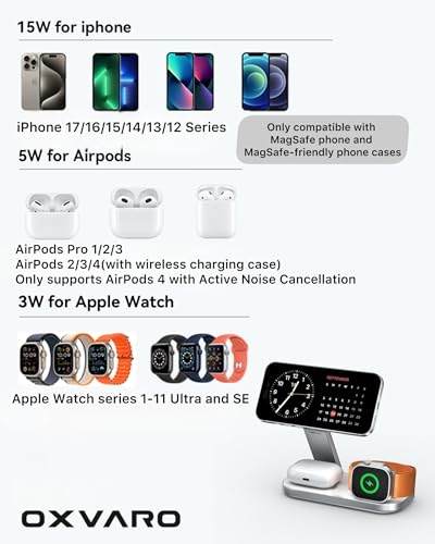 3 in 1 Wireless Charging Station - Foldable Wireless For iPhone, Apple Watch And AirPods | Travel-Ready iPhone Magsafe Charger Stand | Compact Fast Charge Stand | Adapter Included (White) - Image 8