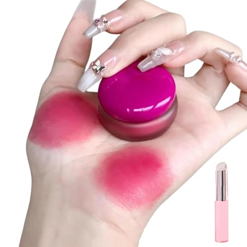 Blush Lip Cream, Lip and Cheek Blurry Pudding Pot with Applicator Stick, Multi-Use Blush Lip Cream, Natural and Long-lasting, Weiches, Mattes (#03)