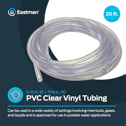 Image of Eastman 5 /16 Inch ID (7 /16 Inch OD) PVC Clear Vinyl Tubing, 20 Foot Length, 98619