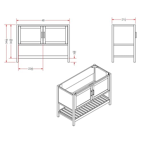 Image of Alaterre Furniture Bennet Bathroom Vanity Cabinet with Soft-Close Shaker Doors and Open Shelf - 48-Inch Freestanding Bathroom Vanity Without Sink - Wood Bathroom Sink Base Cabinet (White)