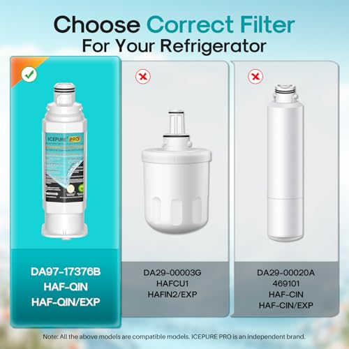 Image of ICEPURE PRO DA97-17376B Refrigerator Water Filter Replacement for Samsung HAF-QIN /EXP, HAF-QIN, RS27T5200SR WS645A RS22T5201SR RF28R7201SR RF32CG5400SR RF27CG5400SR DA97-08006C WD-F45 RWF4200AH, 3PACK
