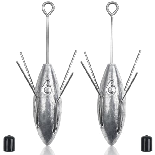 Sputnik Sinkers Fishing Weights, Surf Fishing Weights Long Tail Spider Weights Saltwater Surf Casting Sinkers Catfish Beach Fishing Sinkers Weights for Ocean Sea Sand (6 Ounce-2pcs)