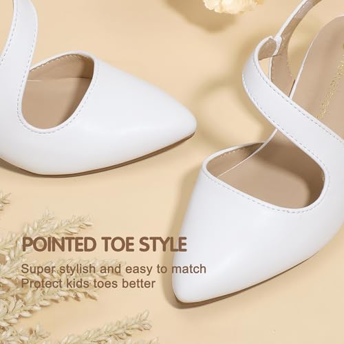 Hehainom Girls Dress Shoes Kitten Heels Sandals Little Big Kids Pointed Toe Slingback Wedding Party Pumps Shoes4