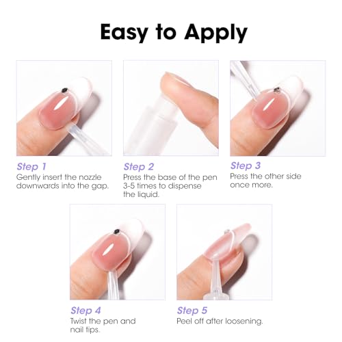 Image of Gellen Nail Glue Remover, Nail Glue Remover for Press on Nails, 5 Pcs Non Acetone Gel Glue Off Remover, 10s Quick Remove for Nail Tips Fake Nails Solid Glue Gel