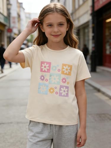 Image of Girls' Graphic Tees Summer Cute Tops Casual Short Sleeve Crew Neck T Shirts