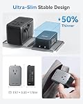 Universal Travel Adapter PD 45W, Ultra Thin International Power Adapter Fast Charger, Worldwide Plug Adaptor with 2 USB C 2 USB A to European UK Italy Spain New Zealand (Type C G A I),