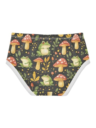 ZZKKO Frog Mushroom Leaves Girls Underwear Toddler Panties for Girls Comfort Brief Size 2-8T2
