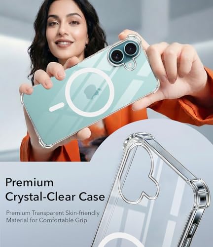 Image of Jkobi Shockproof Crystal-Clear Back Cover for Apple iPhone 16 (Magsafe Wireless Support | Drop & Camera Protection | Hard Polycarbonate)
