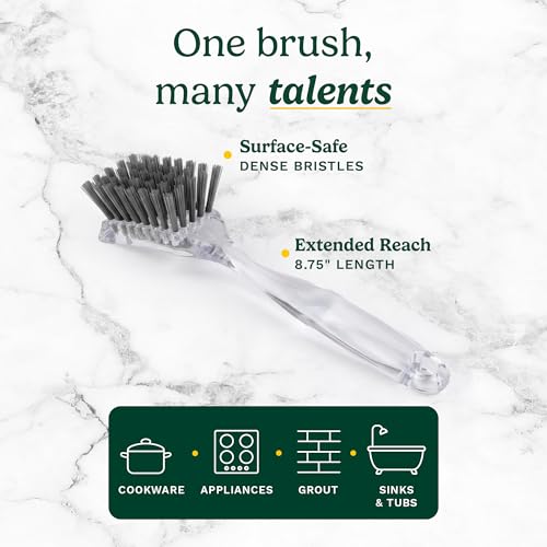 Image of Cuisinart Dish Brush with Handle 2 Pack - Kitchen Scrub Brush for Dishes, Pots & Pans, Non-Scratch Dish Scrubber, Firm Bristles for Sink & Cookware, Comfortable Grip for Everyday Cleaning