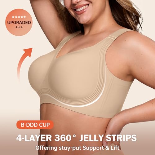 Image of LetsJoli Bras for Women Supportive Wireless Push Up Bra Full Coverage No Underwire Seamless Plus Size for Older Women